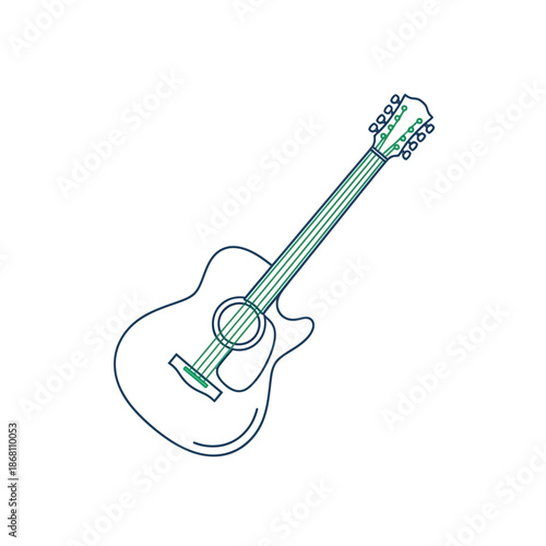 Acoustic Guitar Outline Icon, Musical Instrument Vector Graphic