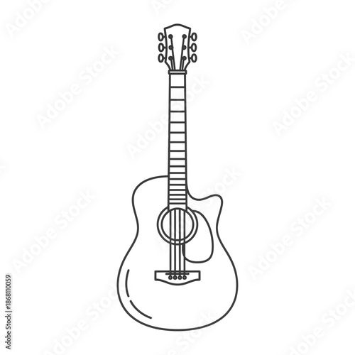 Acoustic Guitar Outline Icon, Musical Instrument Vector Illustration