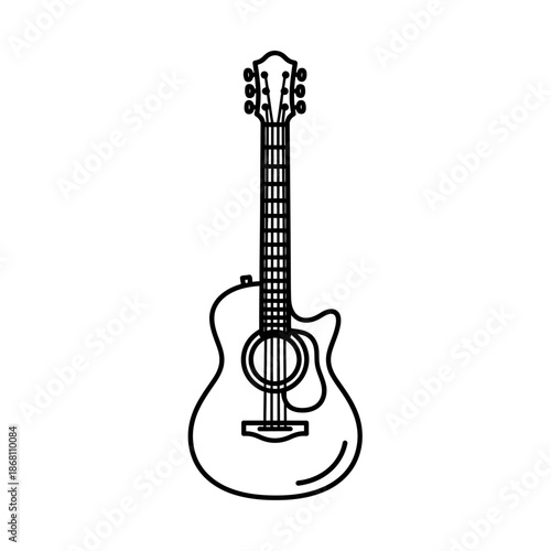 Acoustic guitar outline icon, musical instrument vector illustration