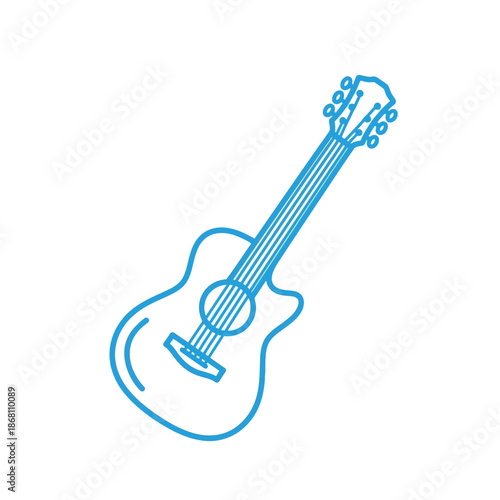Acoustic Guitar Outline Icon, Musical Instrument, Simple Vector Art