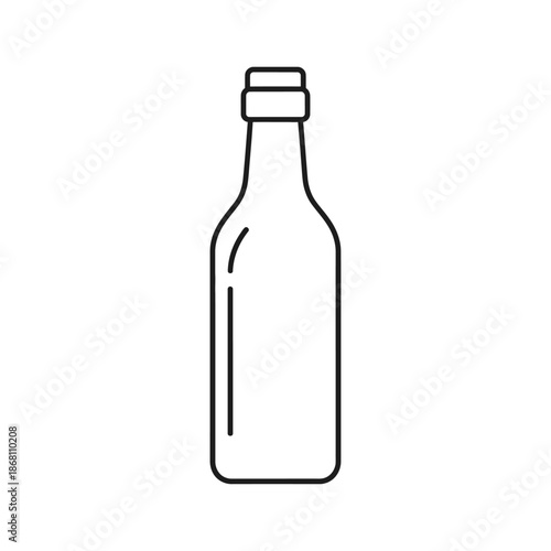 Minimalist outline of a glass bottle, simple vector illustration