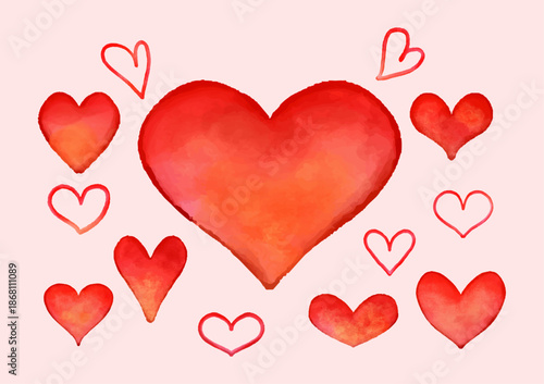 水彩手書き風ハートマーク watercolor-heart