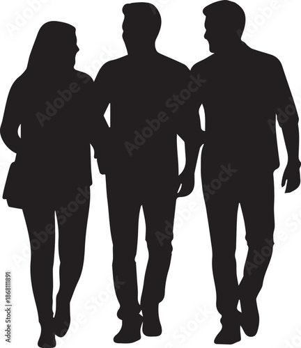Three people walking together