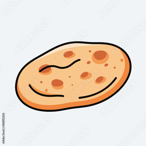 Fresh Baked Flatbread Roti Traditional Food Illustration