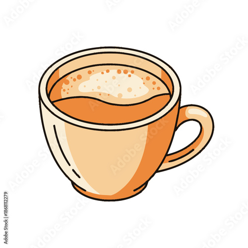 Hot Coffee Cup with Creamy Foam Illustration