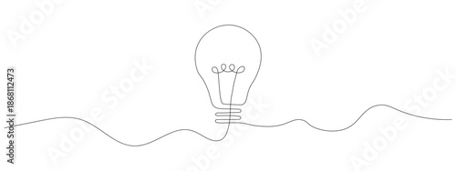 Continuous one line drawing of a light bulb icon vector. new ideas and innovation symbol. vector illustration.