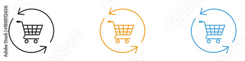Repeated sales icon vector. Online shopping cart refresh and return symbol. vector illustration.