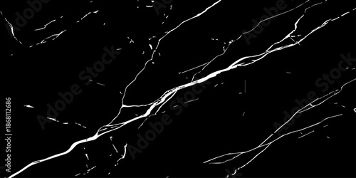 Elegant black marble texture with bold white natural veins forming dramatic cracks. High-resolution stone background ideal for luxury design, interior decor, tiles, surfaces, wallpapers, and branding.