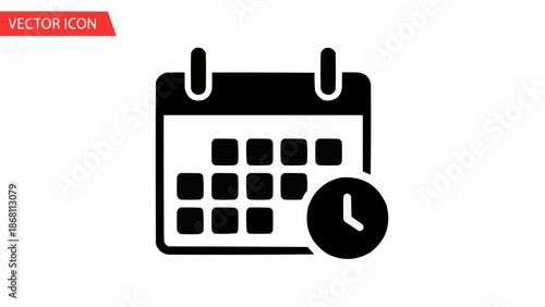 Calendar and Clock Icon - Schedule, Appointment, and Time Management.