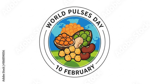 A colorful illustration of various pulses for World Pulses Day on February 10th