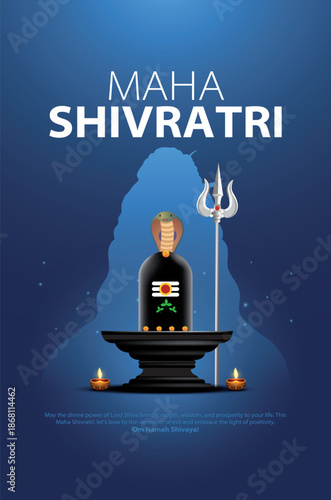 Happy maha Shivratri, a Hindu festival celebrated of lord shiva night. Creative vector illustration design with lord shiva and shivling.