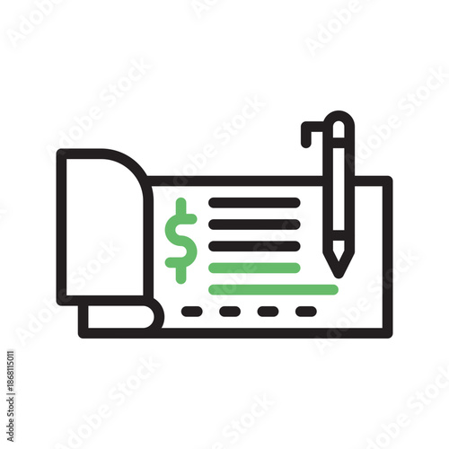 Write Cheque icon vector image. Suitable for mobile apps, web apps and print media.