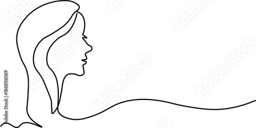 Continuous Line Drawing of a Woman's Face for International Women's Day Empowerment and Beauty Concept