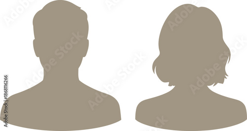 Generic male and female profile placeholders for user identity representation in digital platforms