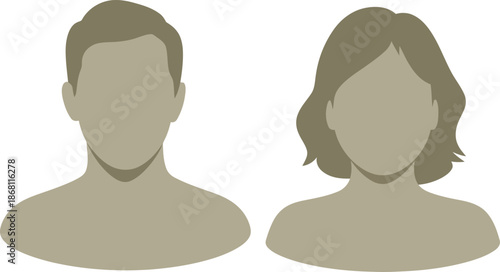 Flat style generic male and female profile icons for digital identity and user display