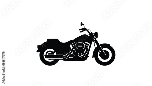 A black of a classic cruiser motorcycle white with bike and vehicle and transportation and graphic and illustration Silhouette vector on whit Background