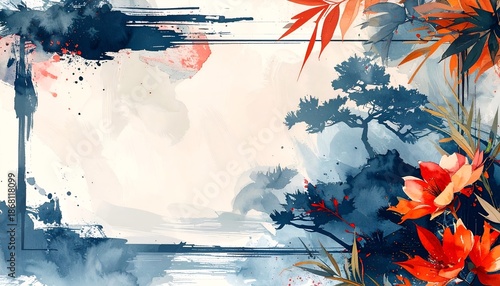 abstract watercolor background with flowers