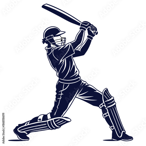 Cricket player swinging bat