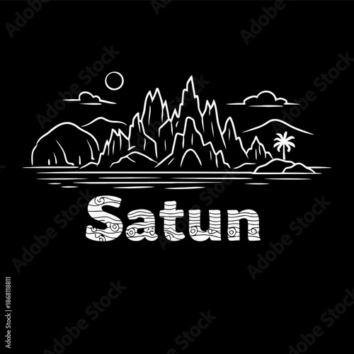 Satun Thailand island landscape vector illustration