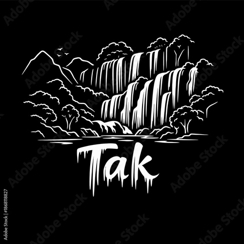 Scenic waterfall in Tak province Thailand vector illustration