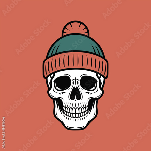 Skull Wearing Beanie Vector Illustration – Streetwear Skull Graphic