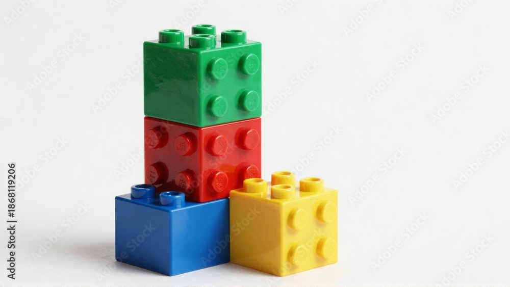 Fototapeta premium Stacked colorful LEGO building blocks