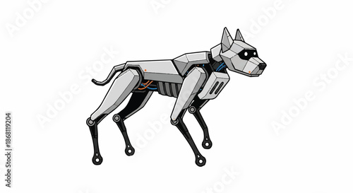 Cybernetic Guard Dog Illustration with Armor Plating and Advanced Robotics