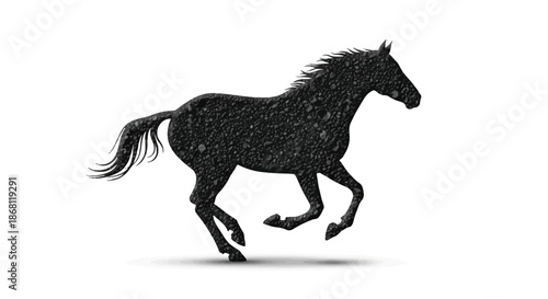 Galloping Horse Silhouette with Starry Night Galaxy Pattern Isolated on White Background