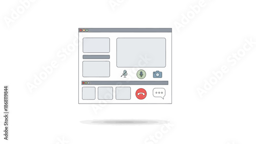 Modern Online Video Conference Application Interface Design for Remote Work and Digital Communication - Concept of Virtual Meetings and Team Collaboration
