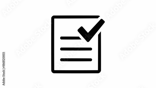Checklist Icon - Task Completed, Form Filled, Document Approved, Verification Symbol.