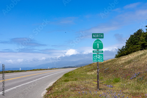Wallpaper Mural signage bicycle lande at cabrillo highway, the california state route 1 or CA1 Torontodigital.ca