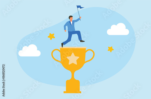 Leadership success,, victory and business achievement, triumph or award winning, for leadership success vector illustration 