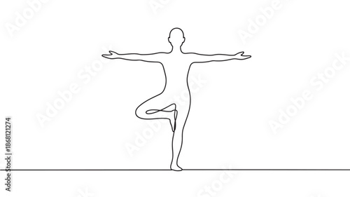 Man Practicing Yoga in Tree Pose on White Background