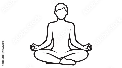 Meditating Person Sitting in Lotus Position on White Background