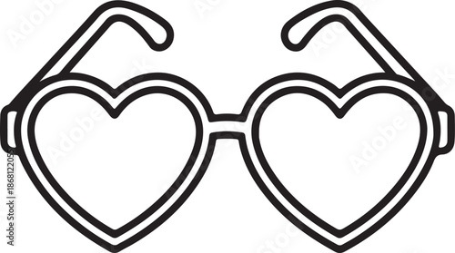 Heart Shaped Sunglasses line art, black outline, vector and illustration, coloring book page line art drawing