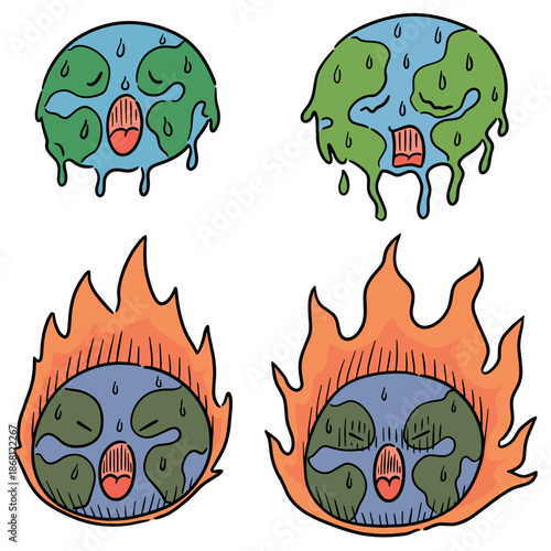 vector set of global warming