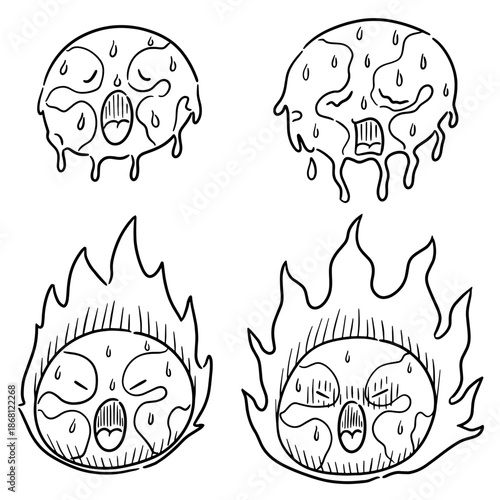 vector set of global warming
