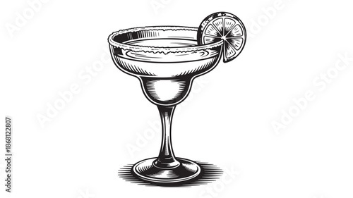 Margarita Cocktail with Lime on White Background