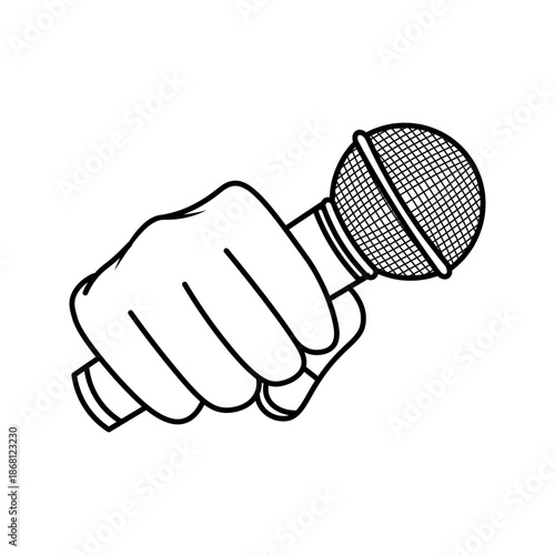 hand holding microphone Icon Symbol. Trendy Style on white background