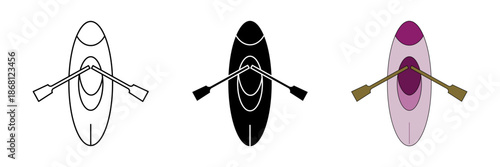 boat kayak set icon on white background