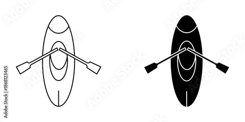boat kayak set icon on white background