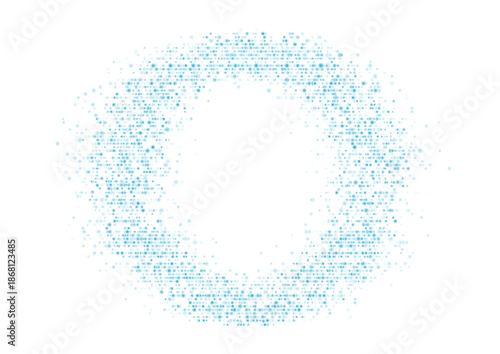 Futuristic minimal tech blue dotted circle frame abstract background. Geometric vector design