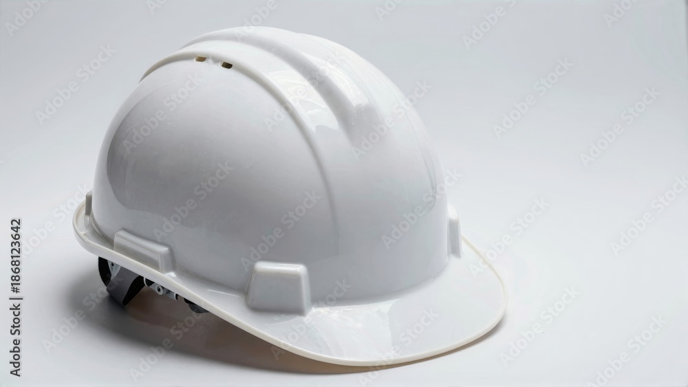 Fototapeta premium White construction hard hat on plain background