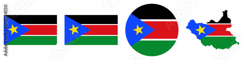 Free Download south sudan circular flag, south sudan rectangular flag, south sudan map flag flat icon - GFXLoad