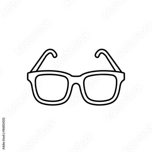 Minimalist outline icon of black-rimmed eyeglasses on a white background, vector illustration