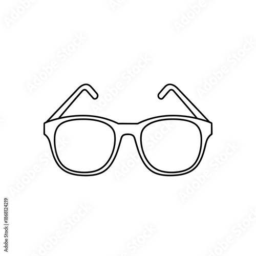 Minimalist Outline Icon of Eyeglasses on White Background