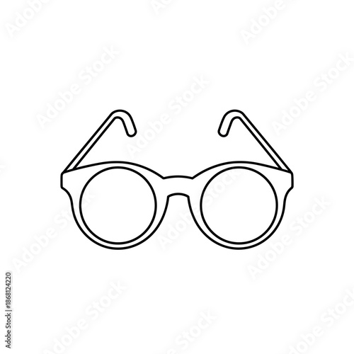 Minimalist Outline Icon of Round Eyeglasses on White Background