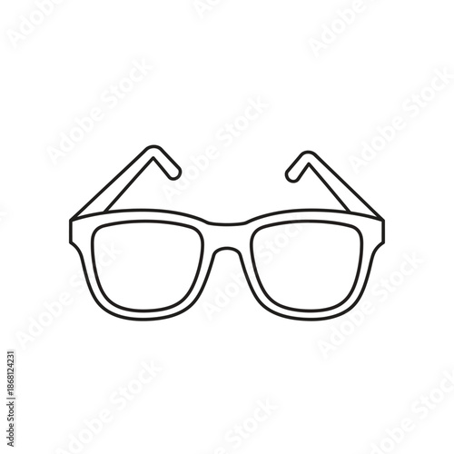Minimalist outline illustration of a pair of modern eyeglasses on a white background