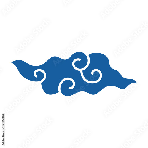 Hand drawn cloud pattern vintage. Indonesian mega mendung batik motif. Vector illustration.