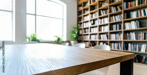 明るい書斎のテーブル